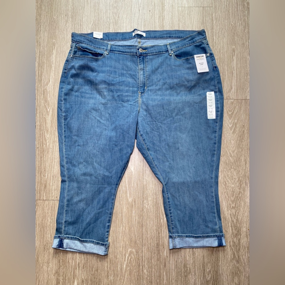 Signature‎ By Levis Womens Jeans Blue Size 28 Mid Rise Capri Denim Cotton Blend